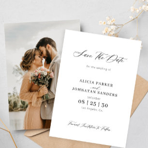 Save The Date Photo simple élégant noir et blanc mariage