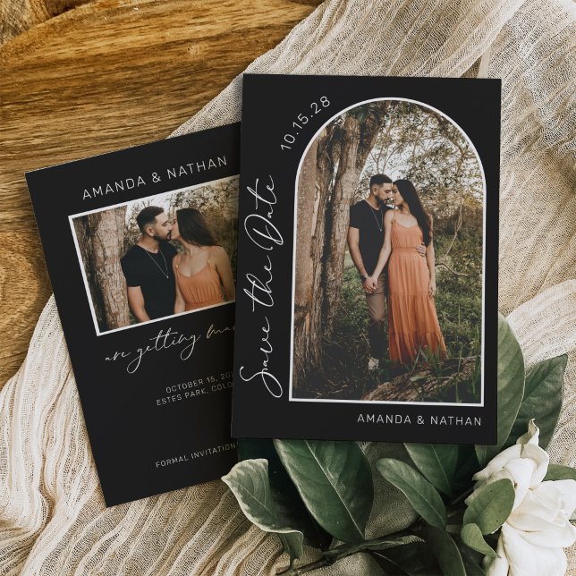 Save The Date Photo simple élégante Mariage noir et blanc (Créateur téléchargé)