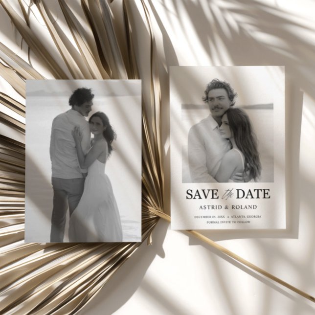 Save The Date Photo simple en noir et blanc Enregistrer la date (Créateur téléchargé)