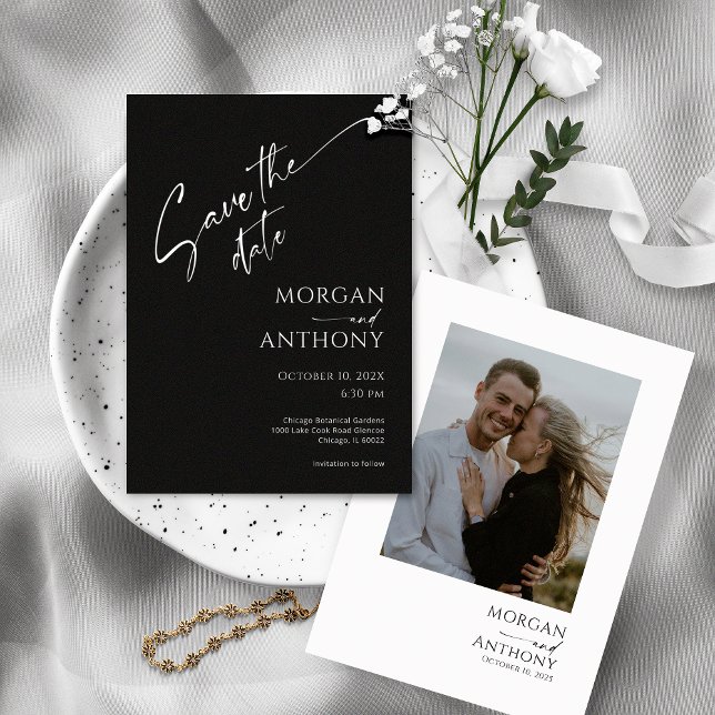 Save The Date Photo simple en noir et blanc Enregistrer la date (Créateur téléchargé)