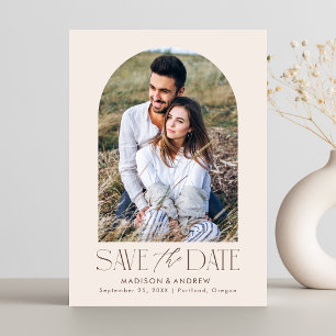 Save The Date Photo simple et moderne Arc de crème