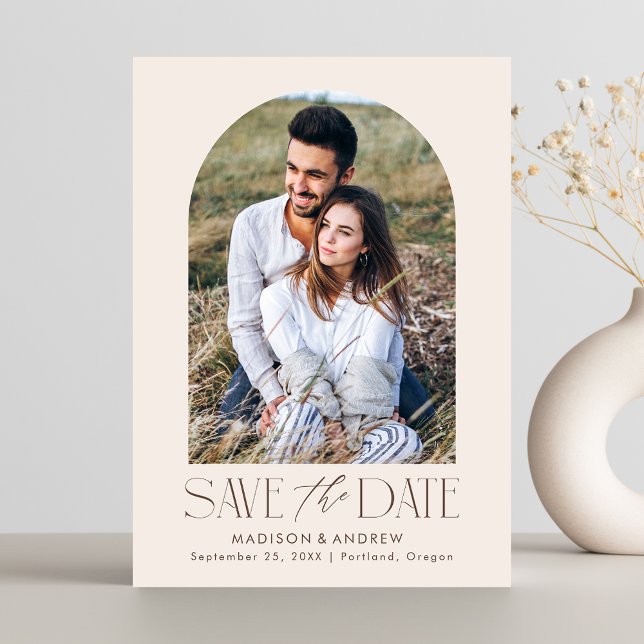 Save The Date Photo simple et moderne Arc de crème (Créateur téléchargé)