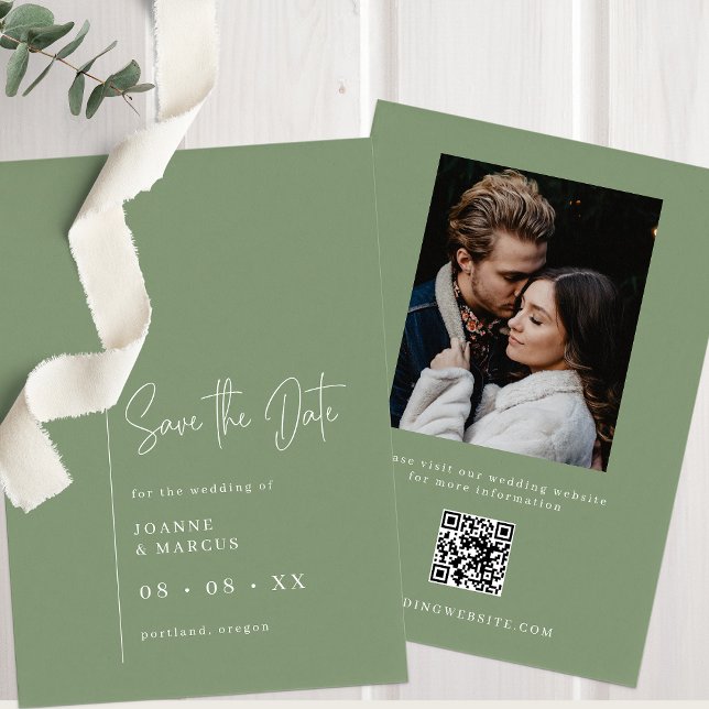 Save The Date Photo simple et moderne et code QR (Créateur téléchargé)