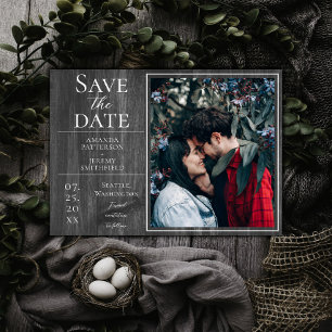 Save The Date Photo simple et rustique   Gris Enregistrer la dat