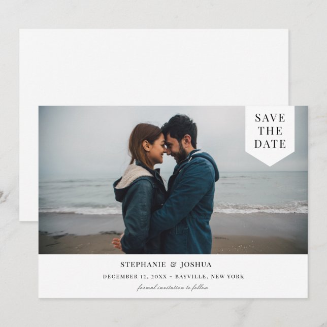 Save The Date Photo simple étiquetée (Devant / Derrière)