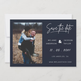 Save The Date Photo simple manuscrite de Navy Blue