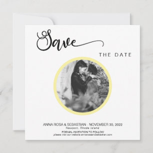 Save The Date *~* PHOTO Simple Mariage Jaune Boho Sauvez La Date