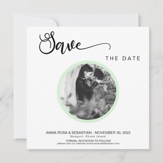 Save The Date *~* PHOTO Simple Mint Boho Wedding Enregistrer La  (Devant)