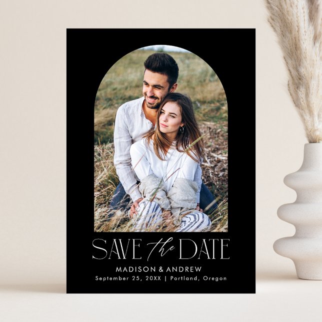 Save The Date Photo simple moderne en noir et blanc (Créateur téléchargé)