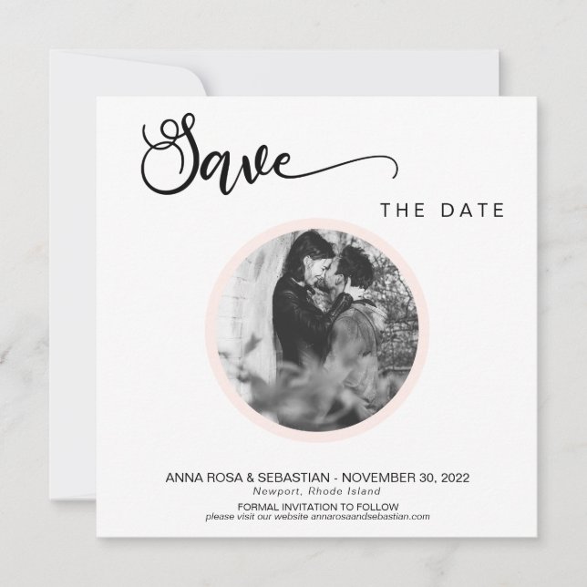 Save The Date *~* PHOTO Simple Pêche Boho Mariage Enregistrer La (Devant)