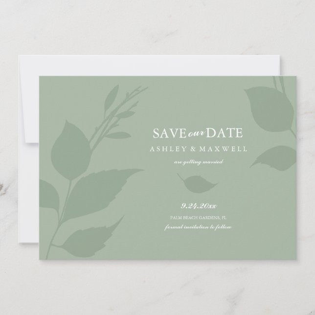 Save The Date Photo simple Sage Green (Devant)