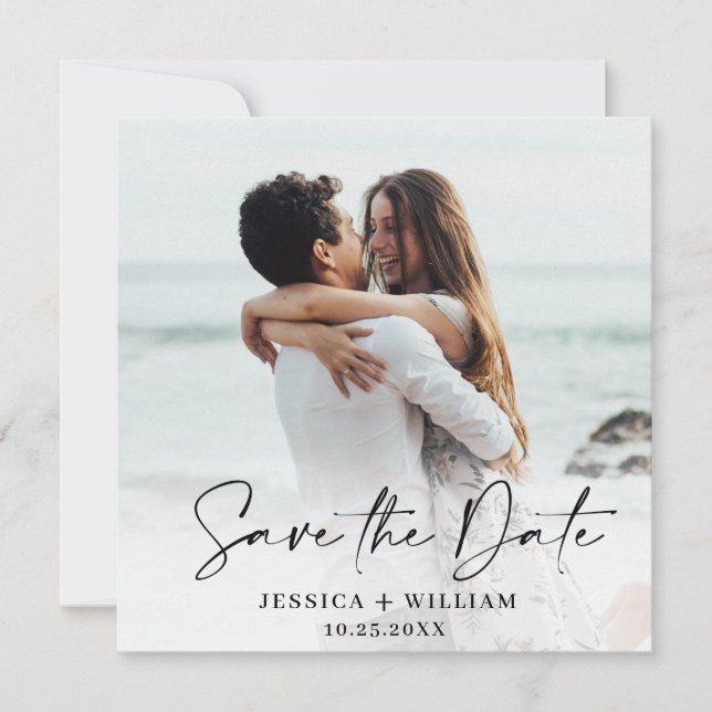 Save The Date Photo Simplement Élégante Simple Moderne Élégant M (Devant)