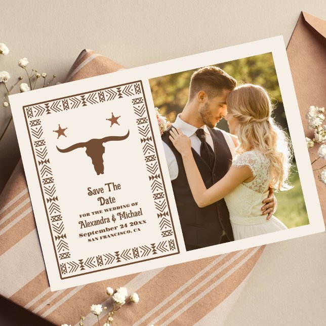 Save The Date Photo Southwestern Country Ranch Western Mariage (Créateur téléchargé)