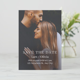 Save The Date Photo stylisé minimaliste noir et blanc