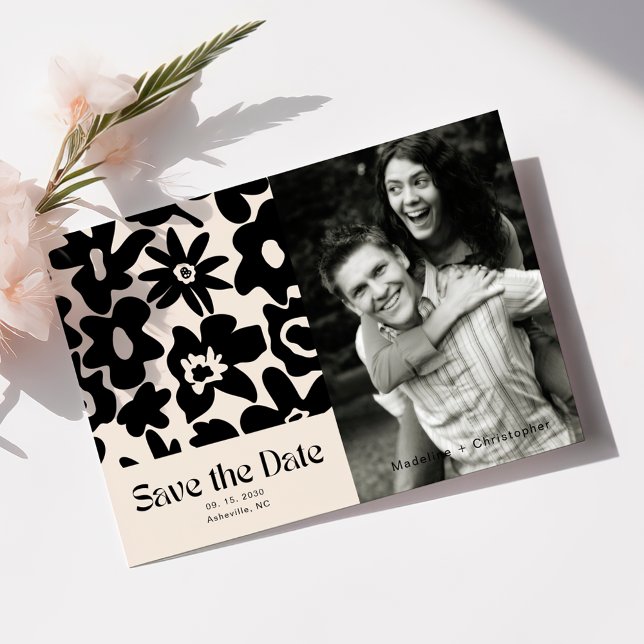 Save The Date Photo Super Floral Mariage moderne Enregistrer la  (Créateur téléchargé)