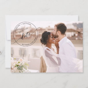 Save The Date Photo, Tampon Monogramme Noir Superposition de Pho