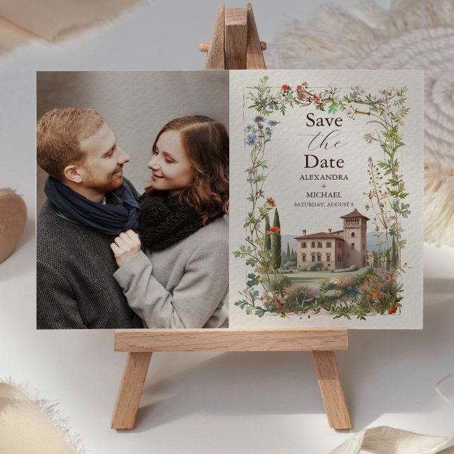 Save The Date Photo Toscane Aquarelle Italie Mariage de Destinat (Créateur téléchargé)