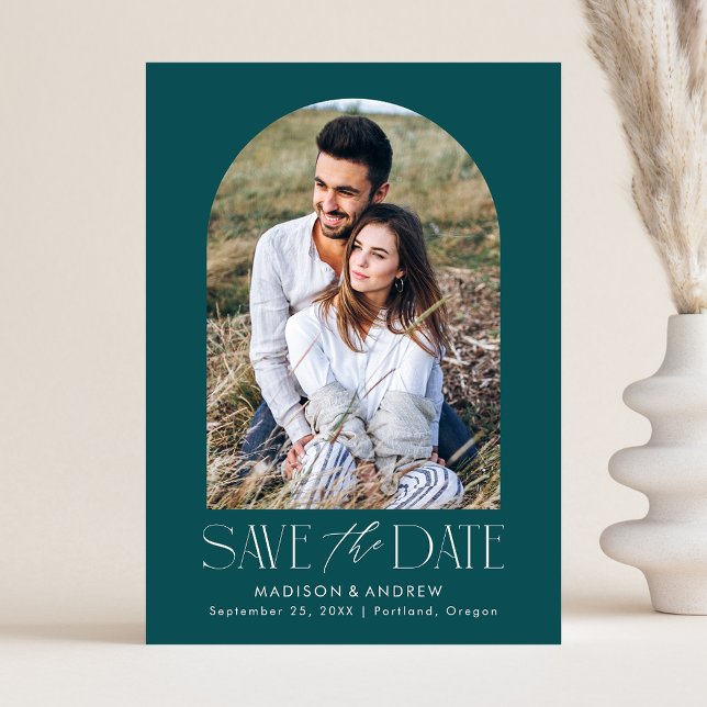 Save The Date Photo Turquoise simple et moderne (Créateur téléchargé)