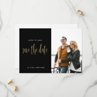 Save The Date Photo typographique minimaliste moderne noir