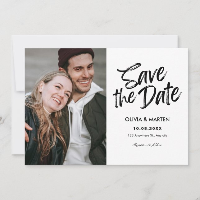 Save The Date Photo typographique moderne décontractée (Devant)