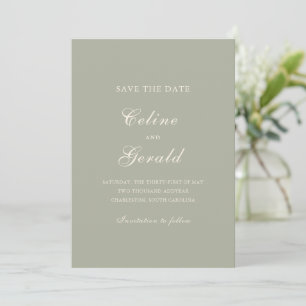 Save The Date Photo verte classique Muted Mariage élégant