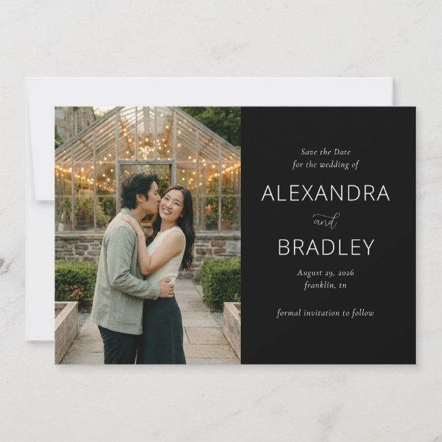 Save The Date Photo verte romantique (Devant)