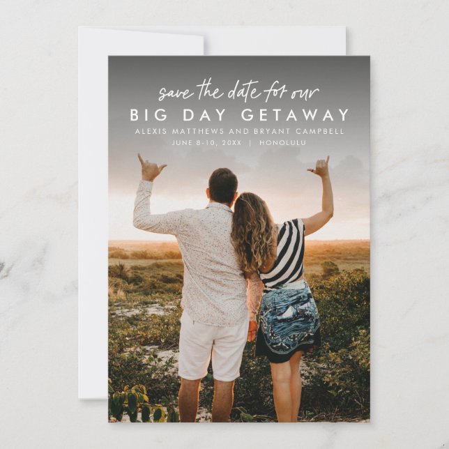 Save The Date Photo verticale de mariage à destination (Devant)