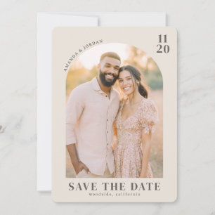 Save The Date Photo Vintage Beige Chaud