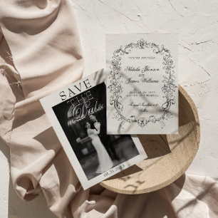 Save The Date Photo vintage noir et blanc Mariage à l'ancienne