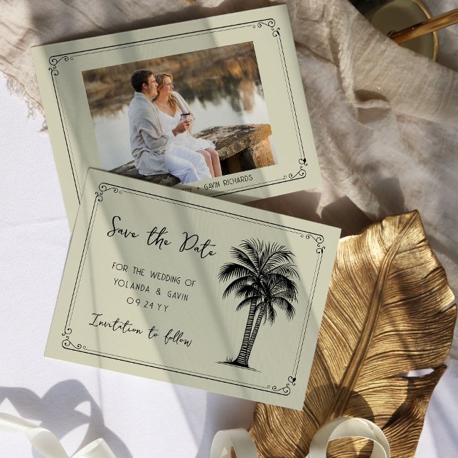 Save The Date Photo vintage Palm simple encadrée (Photo Save the Date - from my Vintage Palm Wedding Collection)