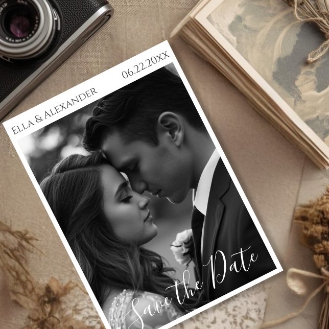 Save The Date Photo vintage romantique (Romantic Vintage Photo Text Save The Date)
