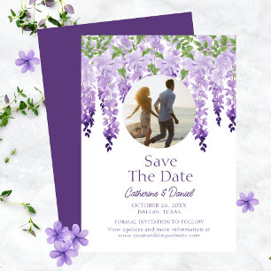 Save The Date Photo Watercolor Wisteria Floral Script Mariage