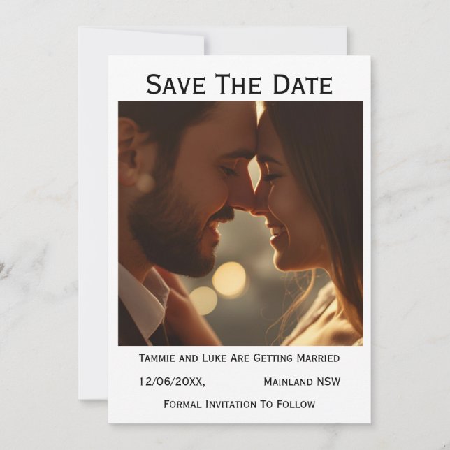 Save the Date Photo Wedding Card | Personalised  (Devant)
