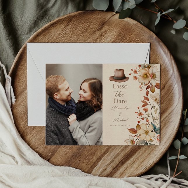 Save The Date Photo Western Country Bohemian Floral Mariage (Créateur téléchargé)