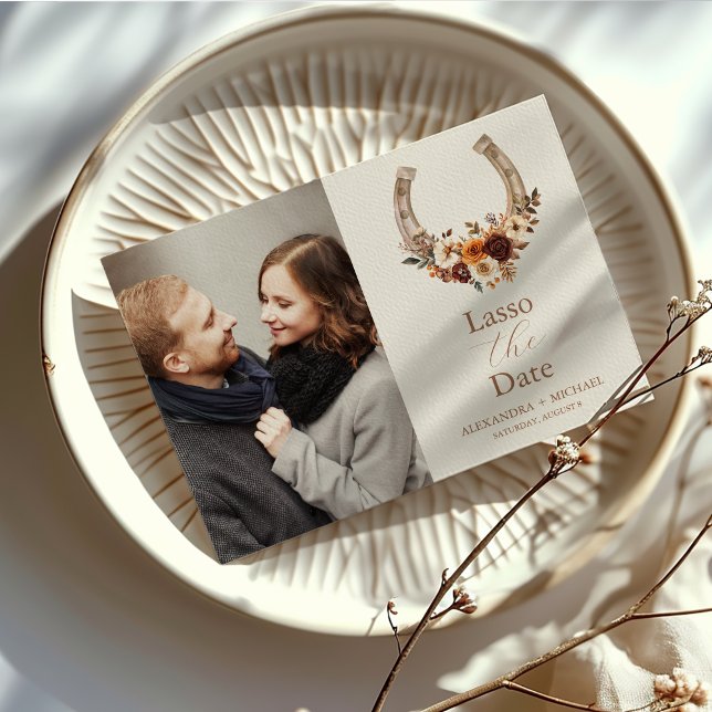 Save The Date Photo Western Country Bohemian Floral Mariage (Créateur téléchargé)