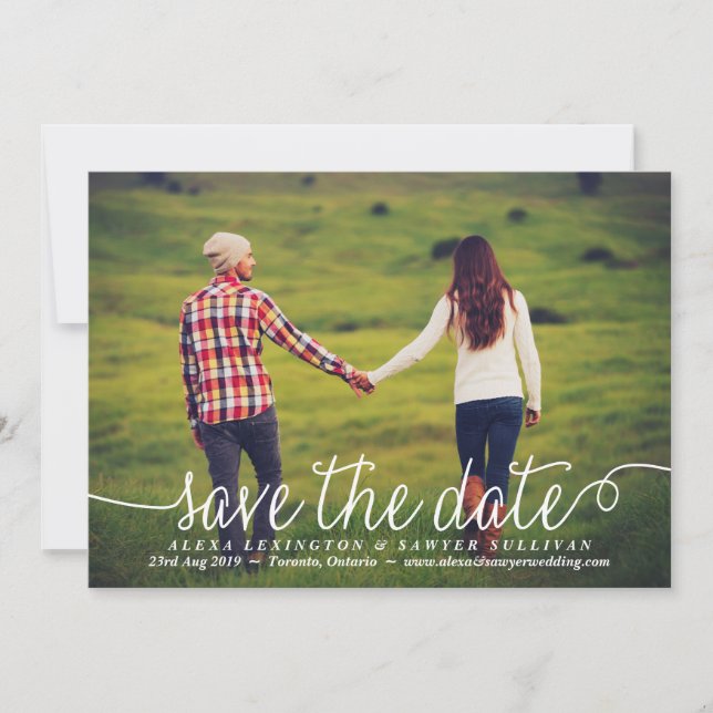 Save The Date Photo White Lovely Calligraphy (Devant)