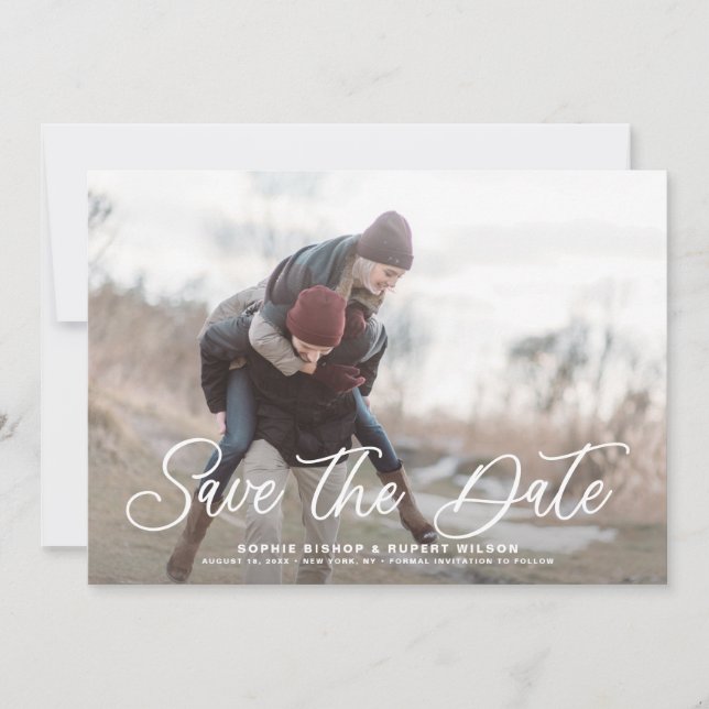 Save The Date Photo White Simple Calligraphie (Devant)
