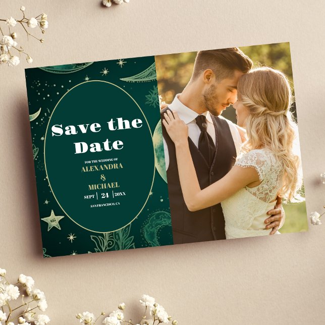 Save The Date PhotoEmerald Vert Or Céleste Mariage (Créateur téléchargé)
