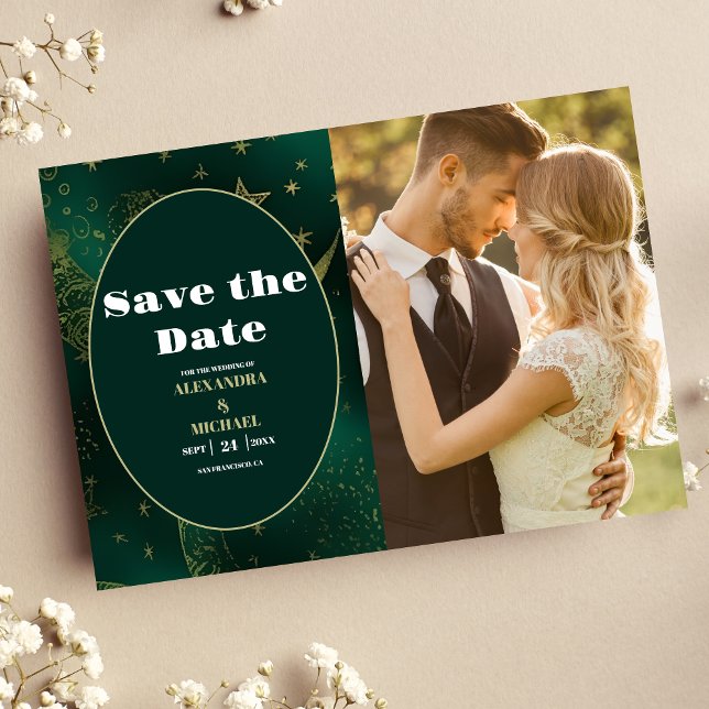 Save The Date PhotoEmerald Vert Or Céleste Mariage (Créateur téléchargé)
