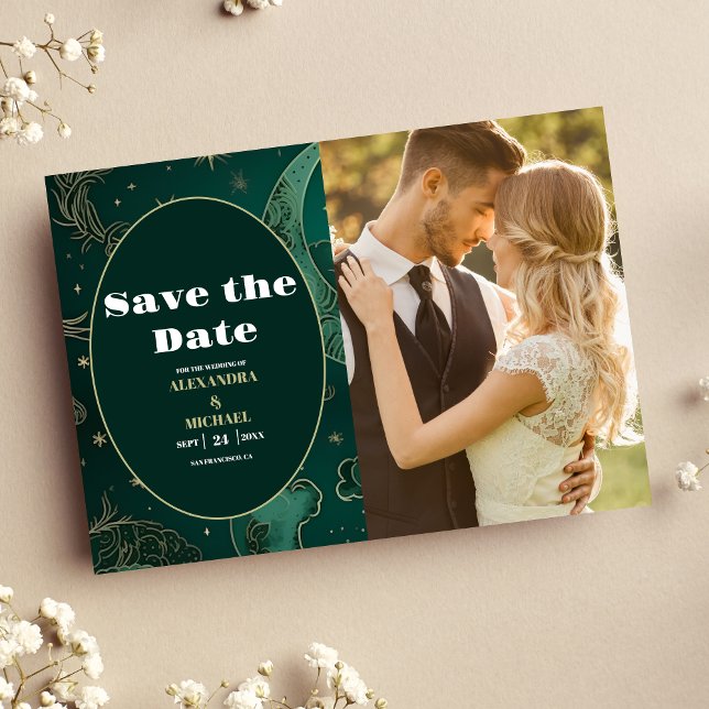 Save The Date PhotoEmerald Vert Or Céleste Mariage (Créateur téléchargé)