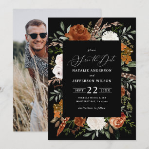 Save The Date Photographie botanique noire rustique enregistrer