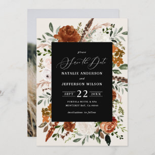 Save The Date Photographie botanique noire rustique mariage élég