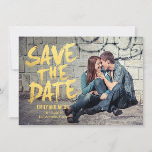 Save The Date Photographie Brossée Élégamment Enregistrer La Car