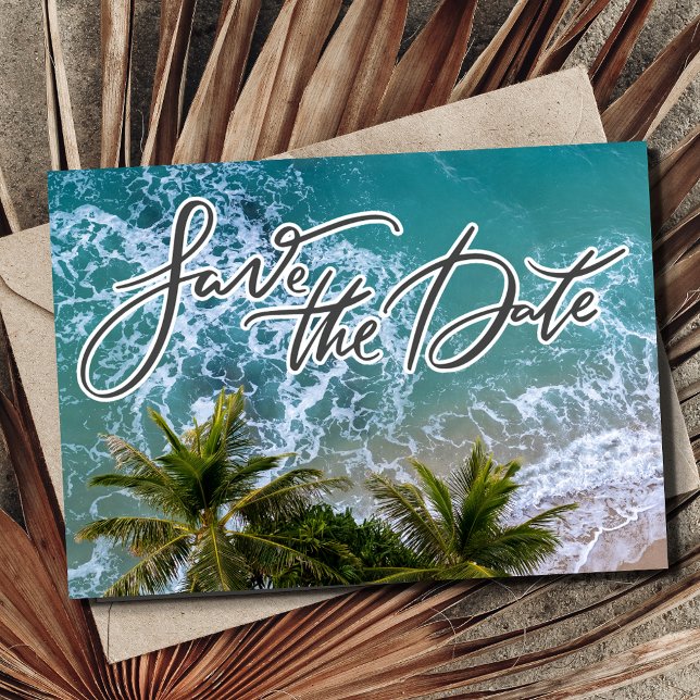Save The Date Photographie de mariage de la plage de destination (Tropical Destination Beach Wedding Photo Save The Date)