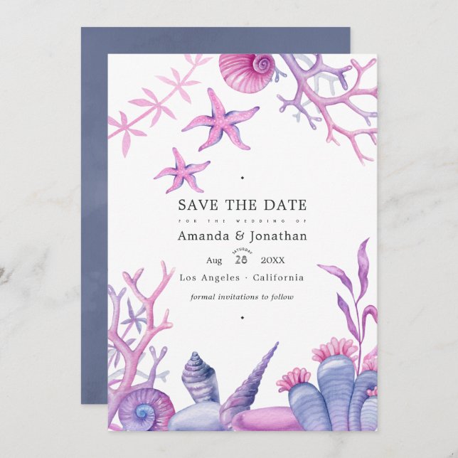 Save The Date Photographie de mariage nautique sur la vie océani (Devant / Derrière)