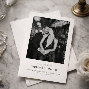 Save The Date Photographie de mariage noir blanc typographie élé