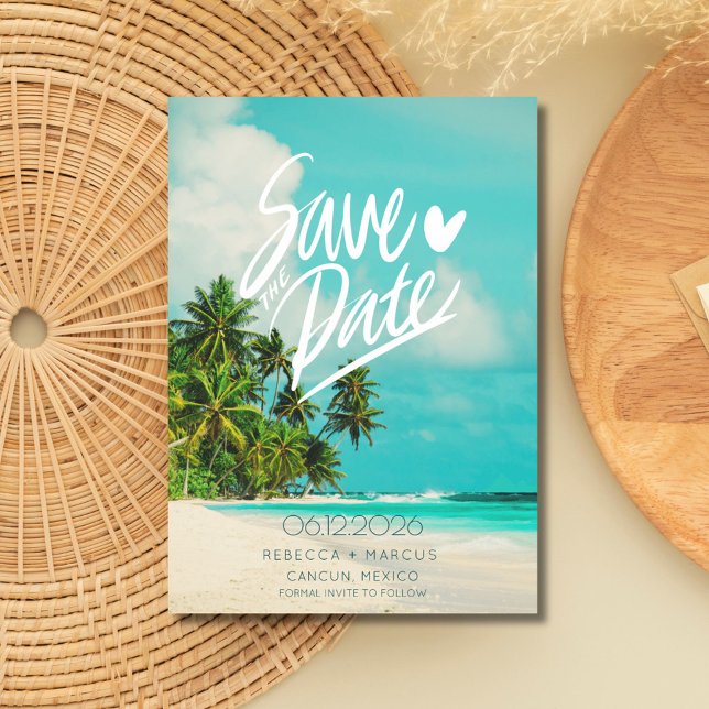 Save The Date Photographie de plage tropicale Mariage de destina (Tropical Beach Photo Destination Wedding Save The Date)