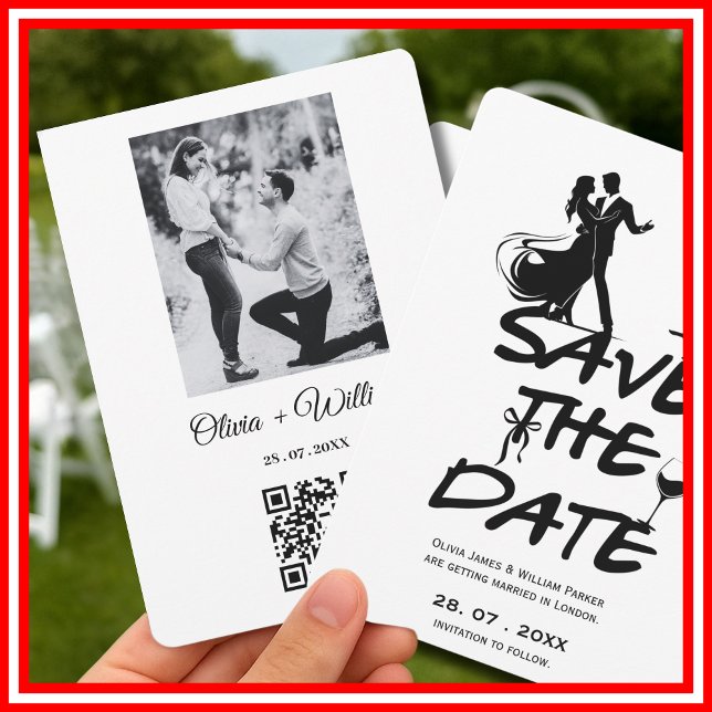 Save The Date Photographie du Mariage du code QR Whimsical Funky (Créateur téléchargé)