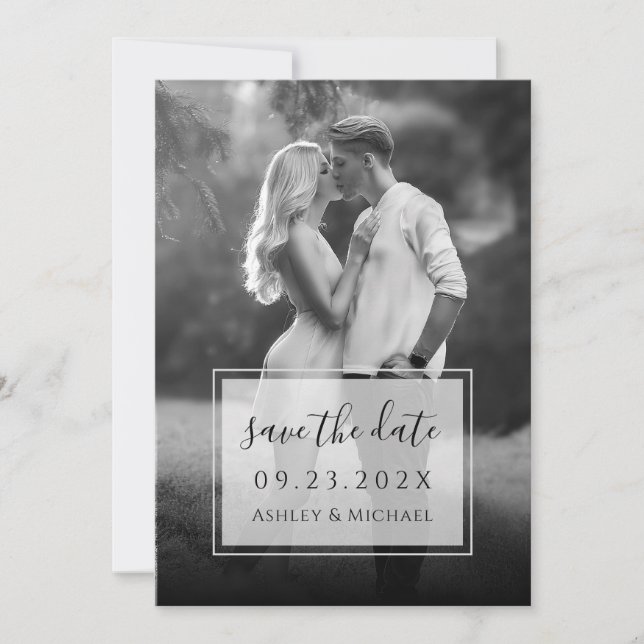 Save The Date Photographie et script noir et blanc Mariage trans (Devant)