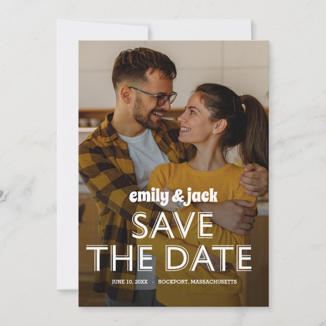Save The Date Photographie et typographie moderne en gras (Devant)